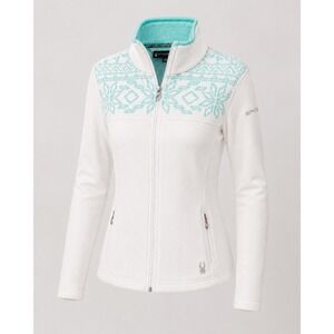 Spyder Women's Core Zip Sweater Jacket Fair Isle Snowflake Ski Fleece Size Large